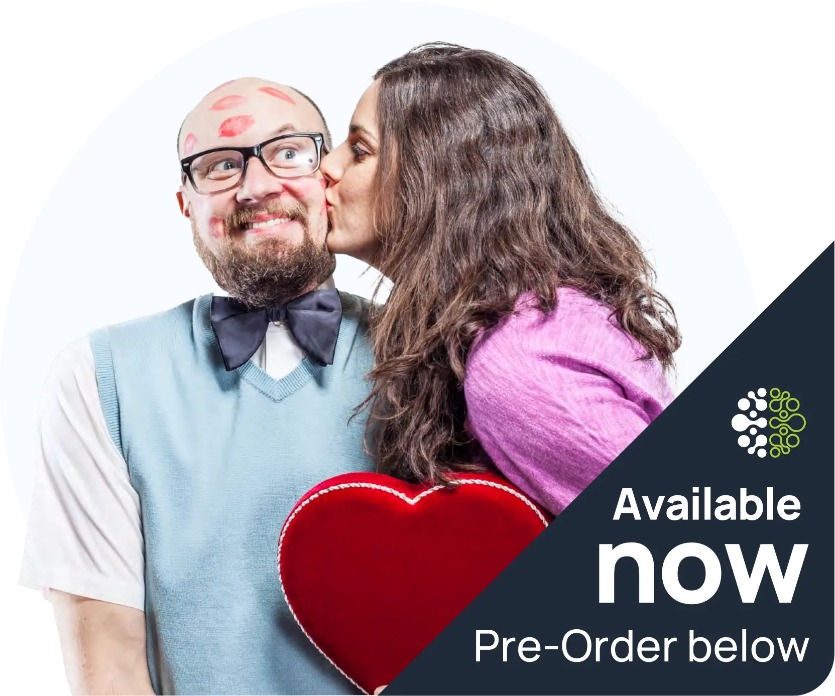 a woman kissing a man on his cheek