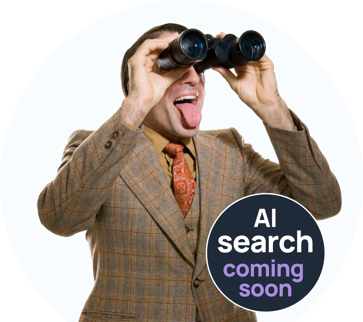 Man looking through binoculars