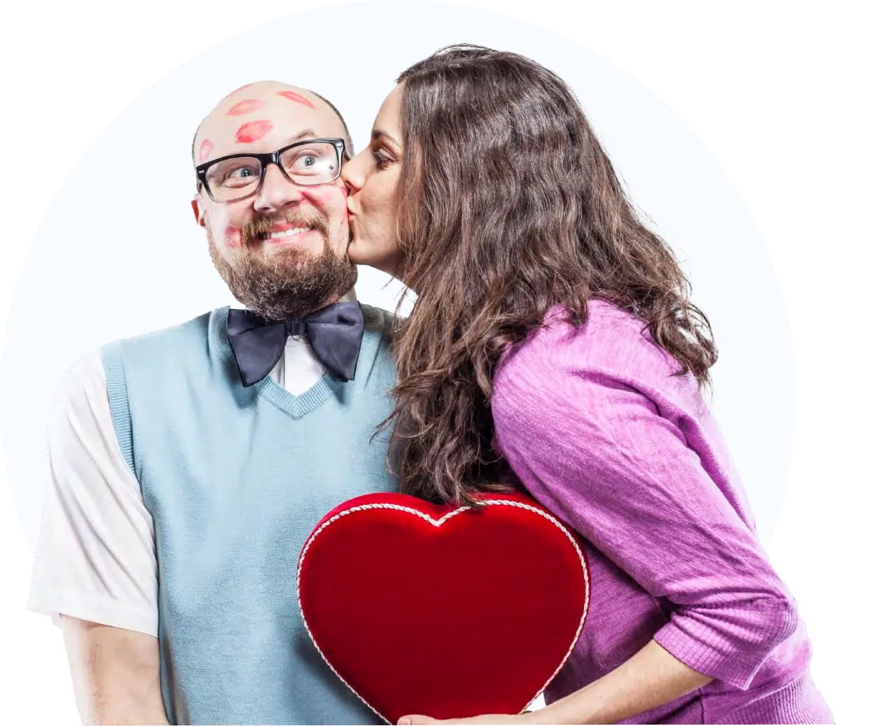 woman kissing a man on the cheek