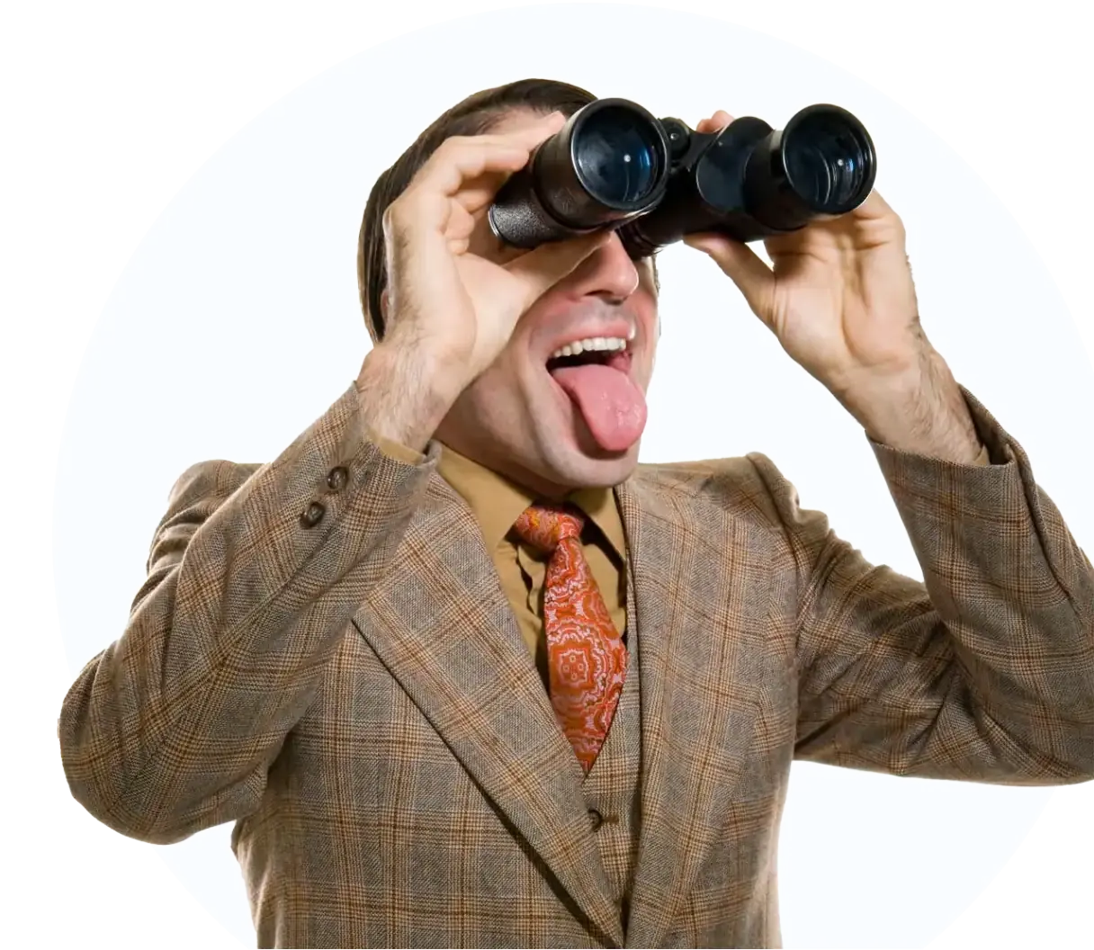 a man looking through binoculars
