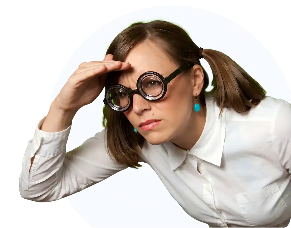 Woman searching with binoculars